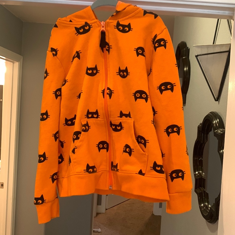 CAT SWEATER GIRLS SIZE 7/8 HALLOWEEN